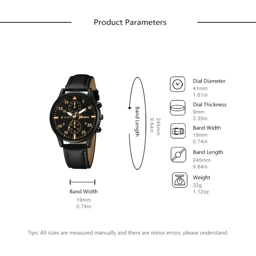 Reloj de pulsera de cuarzo para hombre, correa de cuero marrón, informal, de lujo, sin caja, 4 unidades, 2 unidades, 1 unidad 