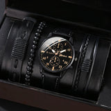 Reloj de pulsera de cuarzo para hombre, correa de cuero marrón, informal, de lujo, sin caja, 4 unidades, 2 unidades, 1 unidad 