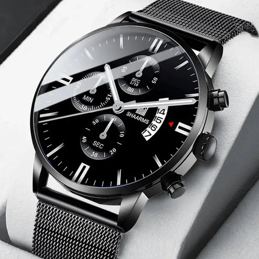 Reloj de cuarzo de lujo para hombre, marca minimalista, informal, correa de cuero, calendario digital, reloj de pulsera 