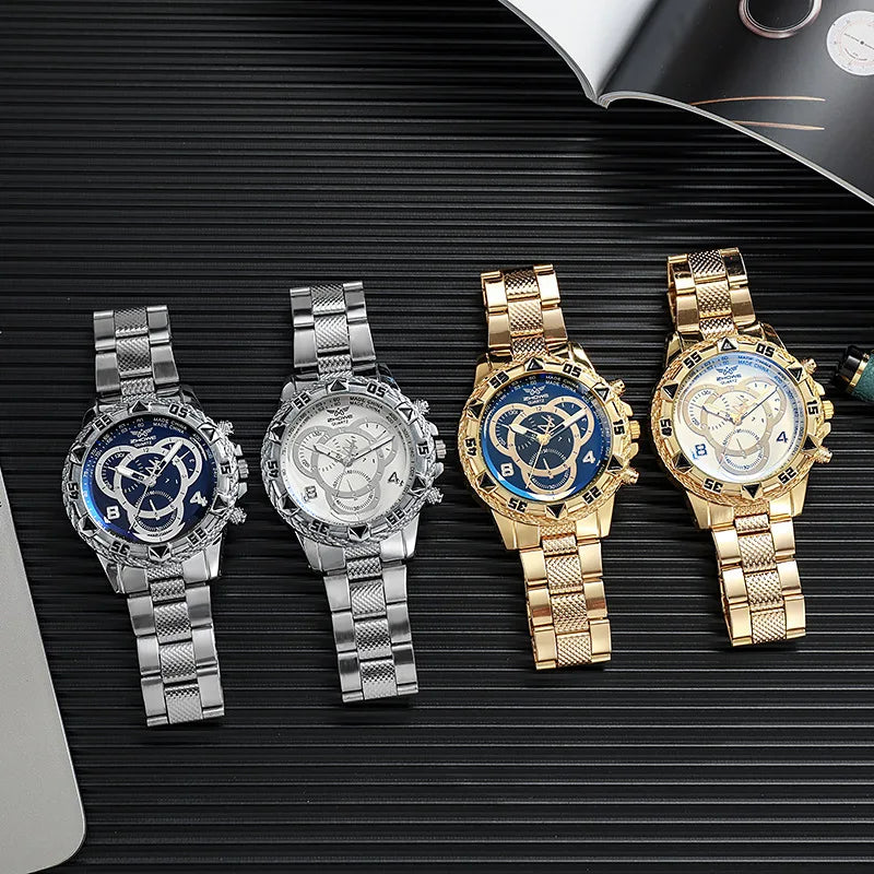 Reloj de cuarzo de acero inoxidable para hombre, elegante y hermoso, como regalo de cumpleaños para novio. 