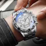 Reloj de cuarzo de acero inoxidable para hombre, elegante y hermoso, como regalo de cumpleaños para novio. 
