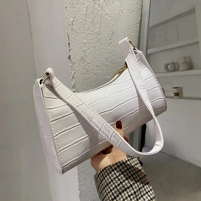 Retro Alligator Pattern PU Leather Handbags for Ladies, Female Small Purse, Armpit Shoulder Bags, High Quality Clutch Totes Bag 