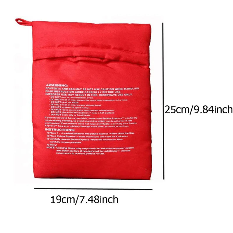 Bolsa reutilizable para microondas, bolsa roja horneada, exprés, papas perfectas, 4 minutos 