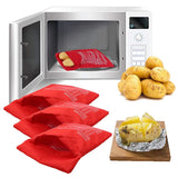 Bolsa reutilizable para microondas, bolsa roja horneada, exprés, papas perfectas, 4 minutos 