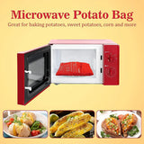 Bolsa reutilizable para microondas, bolsa roja horneada, exprés, papas perfectas, 4 minutos 