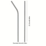 Reusable Stainless Steel Straw Set, Metal Straws, Eco Friendly, Party Favor, Bar Accessory, 20 Pcs 