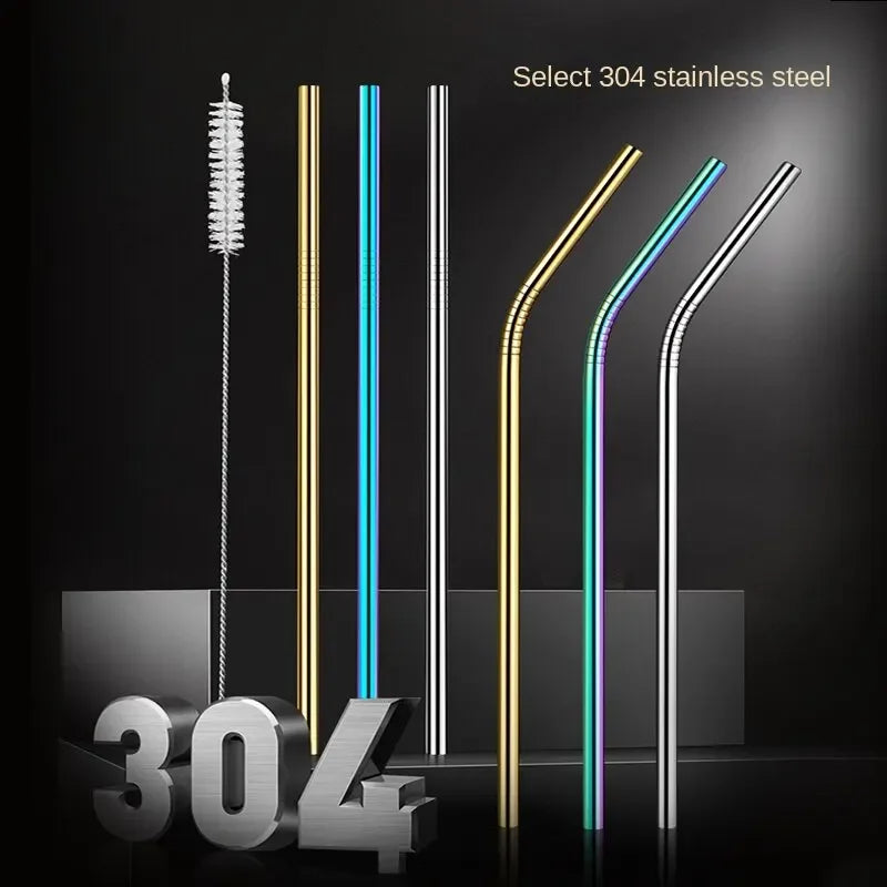 Reusable Stainless Steel Straw Set, Metal Straws, Eco Friendly, Party Favor, Bar Accessory, 20 Pcs 