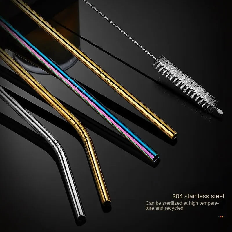 Reusable Stainless Steel Straw Set, Metal Straws, Eco Friendly, Party Favor, Bar Accessory, 20 Pcs 