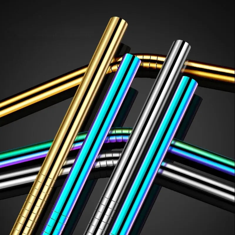 Reusable Stainless Steel Straw Set, Metal Straws, Eco Friendly, Party Favor, Bar Accessory, 20 Pcs 