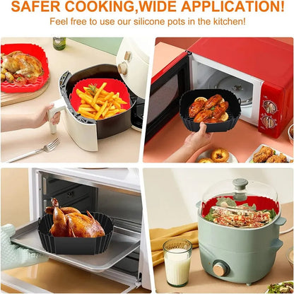 Reutilizável Silicone Airfryer Pan Liner, Air Fritadores Acessórios, Bandeja De Cozimento De Forno, Pizza, Cesta De Frango Frito, 1Pc