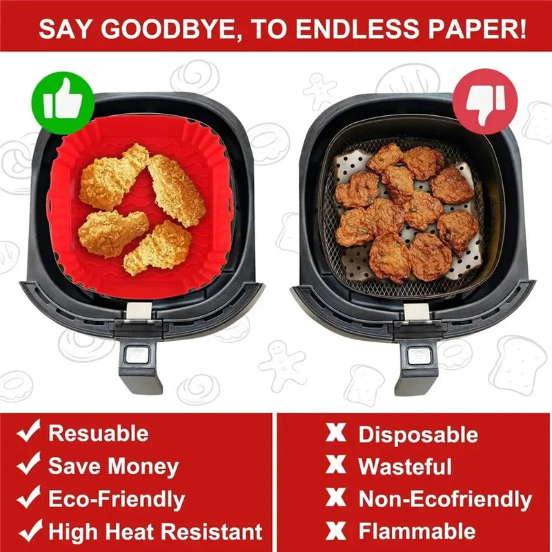 Reusable Silicone Airfryer Pan Liner, Air Fryers Accessories, Oven Baking Tray, Pizza, Fried Chicken Basket, 1Pc 