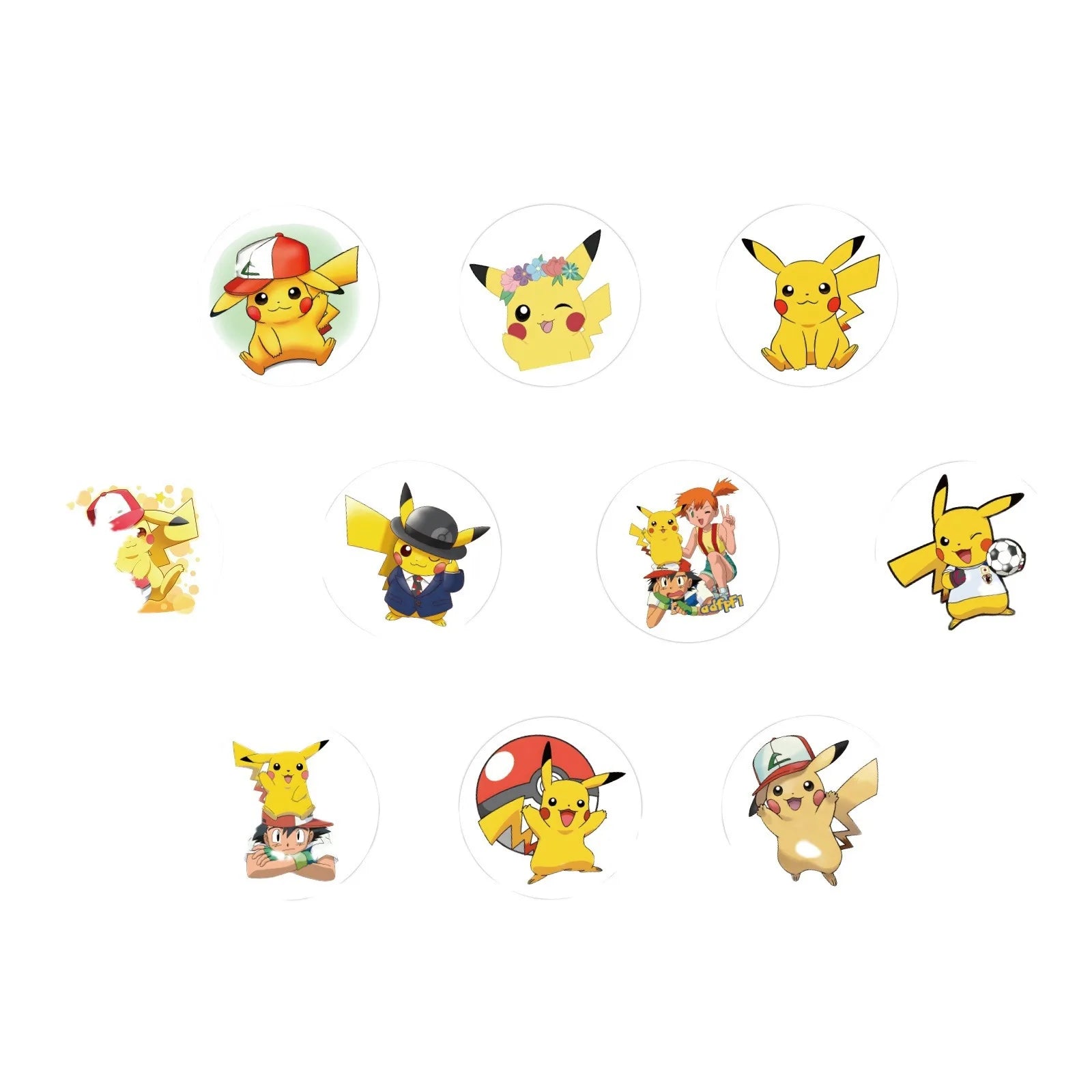 Pegatinas redondas de Pokémon Pikachu para decoración, bonitas pegatinas de dibujos animados, para manualidades, álbumes, diarios y grafitis (500 o 2000 unidades). 