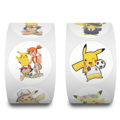 Rodada pokemon pikachu adesivos para decoração, adesivos bonitos dos desenhos animados, diy, diy, diy, álbum, diário, grafite, 500 ou 2000pcs