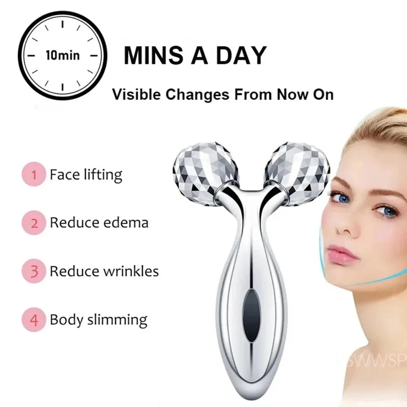Y Shape Facial Roller for Face Lifting, 3D Massage, 360 Rotation, Full Body Massage, Relaxation, Beauty, Health 
