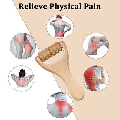 Rolo de massagem de madeira, rolo multifuncional para redução de celulite, tensão muscular, suporte à saúde da pele, corpo inteiro, 1 parte