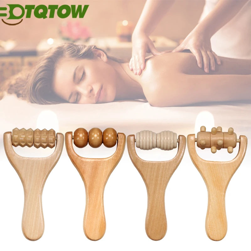 Rodillo de masaje de madera, multifuncional para reducir la celulitis, la tensión muscular y mejorar la salud de la piel, cuerpo completo, 1 unidad 
