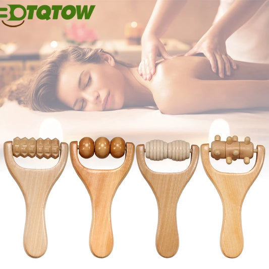 Rodillo de masaje de madera, multifuncional para reducir la celulitis, la tensión muscular y mejorar la salud de la piel, cuerpo completo, 1 unidad 