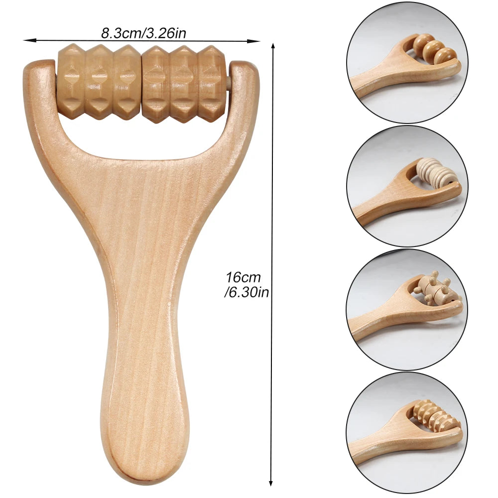 Rodillo de masaje de madera, multifuncional para reducir la celulitis, la tensión muscular y mejorar la salud de la piel, cuerpo completo, 1 unidad 