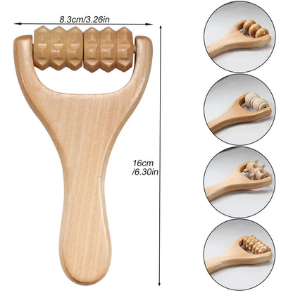 Rolo de massagem de madeira, rolo multifuncional para redução de celulite, tensão muscular, suporte à saúde da pele, corpo inteiro, 1 parte