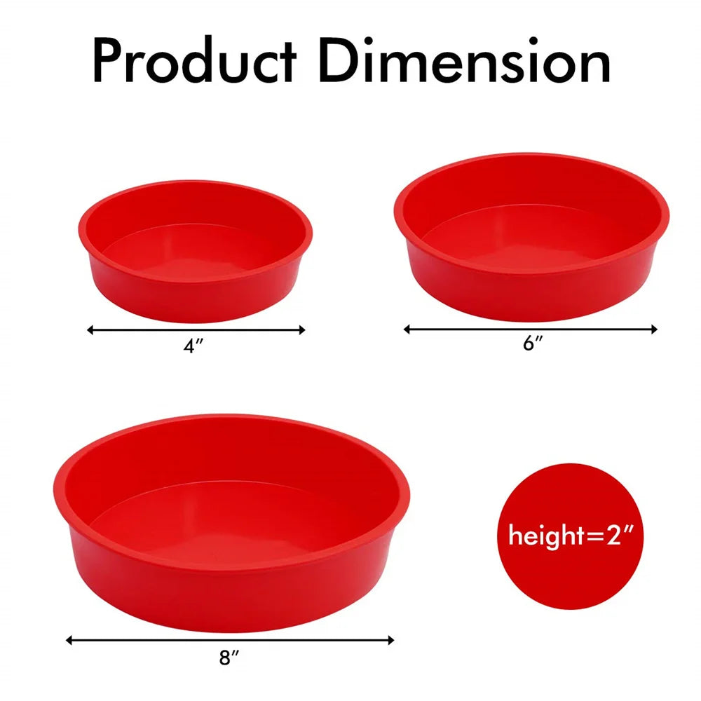 Round Cake Pans Moldes De Silicone, 4, 6, 8 Polegada, Camada De Cozimento, Queijo, Chiffon, Arco-íris