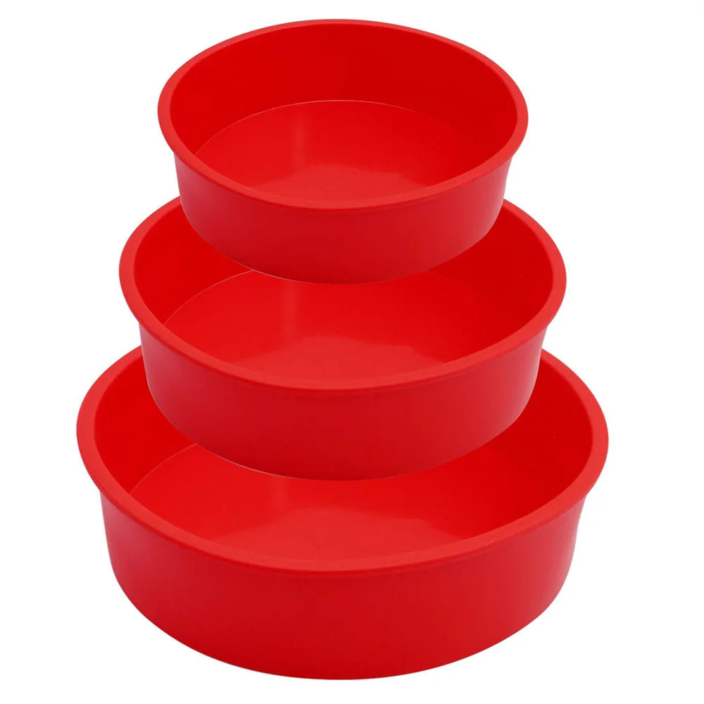 Round Cake Pans Moldes De Silicone, 4, 6, 8 Polegada, Camada De Cozimento, Queijo, Chiffon, Arco-íris