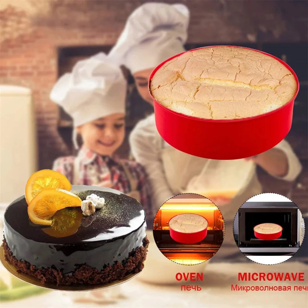 Round Cake Pans Moldes De Silicone, 4, 6, 8 Polegada, Camada De Cozimento, Queijo, Chiffon, Arco-íris