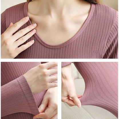 Roupa interior térmica quente para senhoras, Long Johns, conjuntos em forma, gola média feminina, roupas para moldar, íntimas sensuais