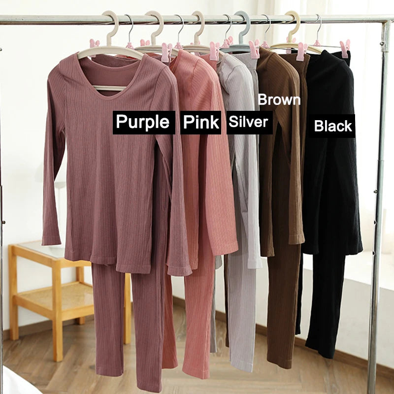 Roupa interior térmica quente para senhoras, Long Johns, conjuntos em forma, gola média feminina, roupas para moldar, íntimas sensuais