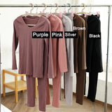 Roupa interior térmica quente para senhoras, Long Johns, conjuntos em forma, gola média feminina, roupas para moldar, íntimas sensuais