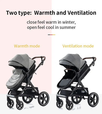 Newest Baby Stroller 3 in 1 Portable Luxury Travel Baby Carriage Fold Pram High Landscape Aluminum Frame Newborn Infant Stroller