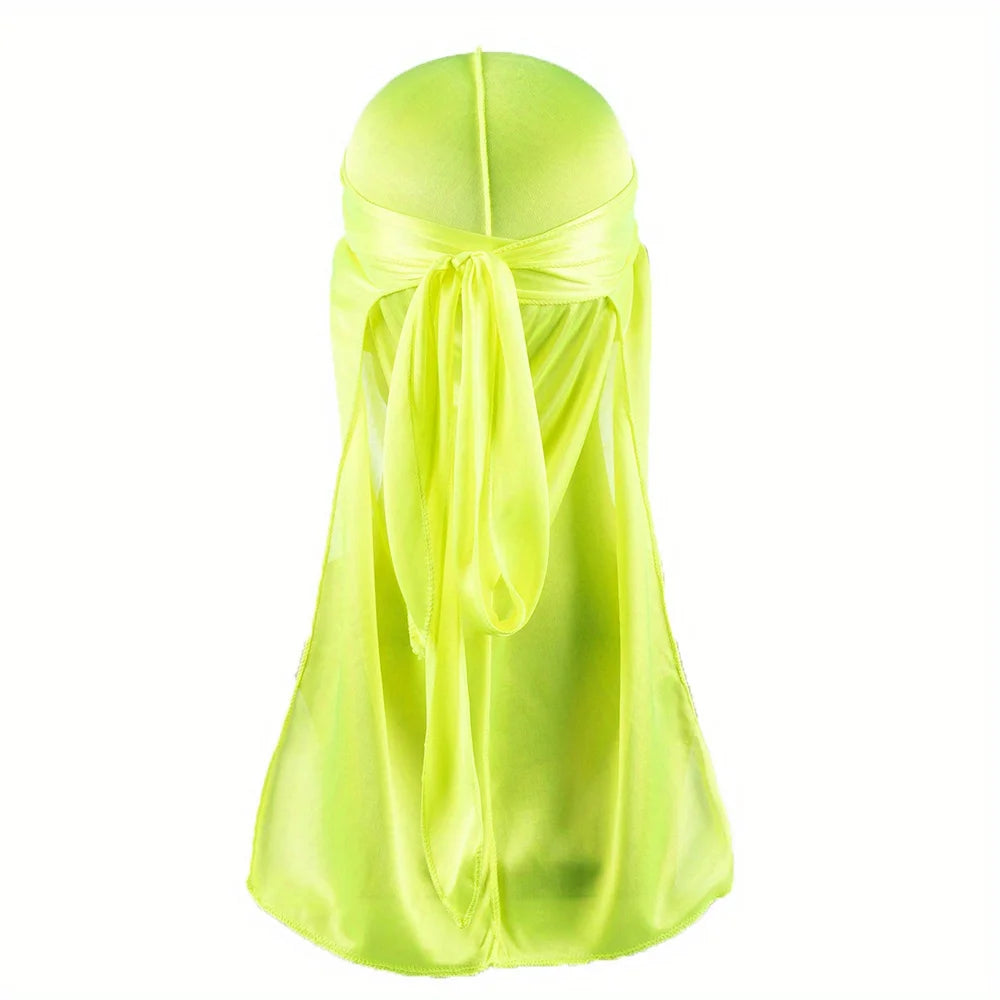 Men's Silk Durag Bonnet Bandana Silky Du Rag Doo Rag Long Tail Waves Cap