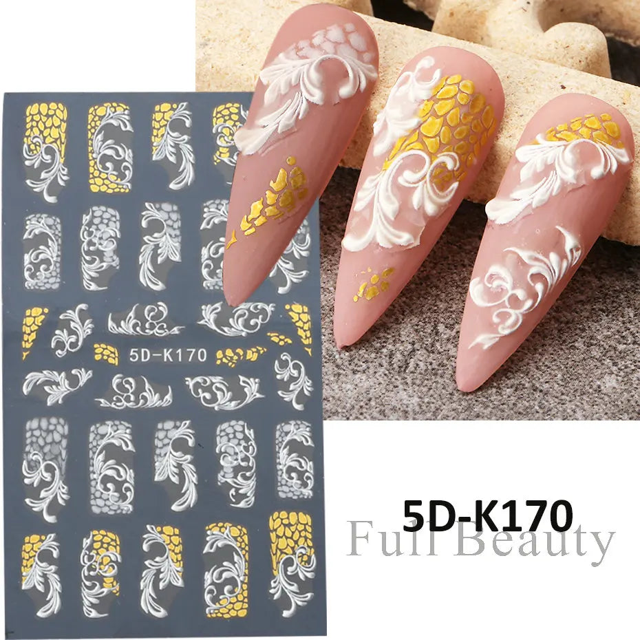 Stickers for Nails Marine Punk Black Line Design Art Slider Party Cool Decoration Adhesive Decal Emboss DIY Manicure Accessories