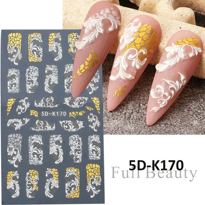 Stickers for Nails Marine Punk Black Line Design Art Slider Party Cool Decoration Adhesive Decal Emboss DIY Manicure Accessories