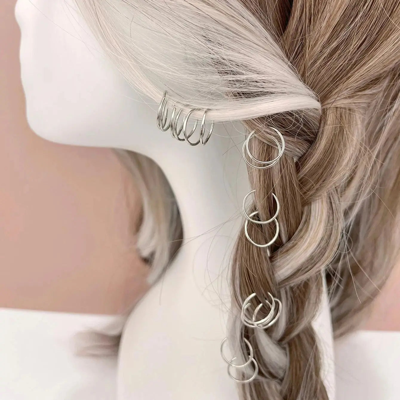 Anel de cabelo de salto aberto de metal 50 peças, dreadlocks contas trança de cabelo anéis clipes dread locks trança de cabelo punhos decoração/acessórios