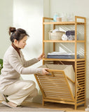 Laundry Hamper Bathroom Rack High-capacity Bamboo Laundry Baskets With Shelf With Tilt Out Basket Wooden Storage Hamper Racks