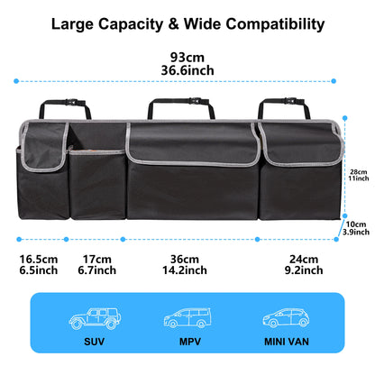 Car Trunk Organizer for SUV Backseat Hanging Organizer for SUV Truck MPV Upgrade Back Seat Storage Bags with 4 Pockets 39*14inch