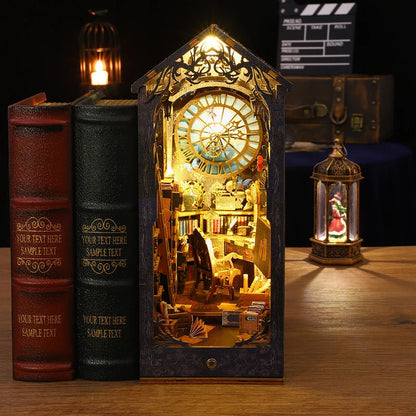 DIY Book Nook Kit Miniature Doll House With LED Light 3D Puzzle Model Building Wooden Bookshelf Bookend Toy Adults Birthday Gift