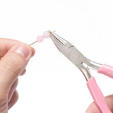 Alicates cóncavos redondos de una sola sección de níquel-hierro con mango rosa, herramienta para hacer herrajes de joyería hechos a mano, punta afilada, diagonal, portátil