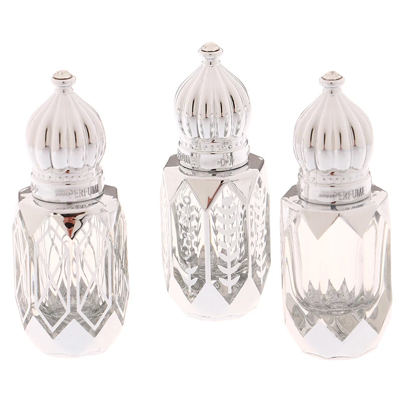 Mini Glass Roll on Bottle Hot Stamped Silver Rollerbal Essential Oil Container Blending Perfume Bottle Empty Essential OilBottle
