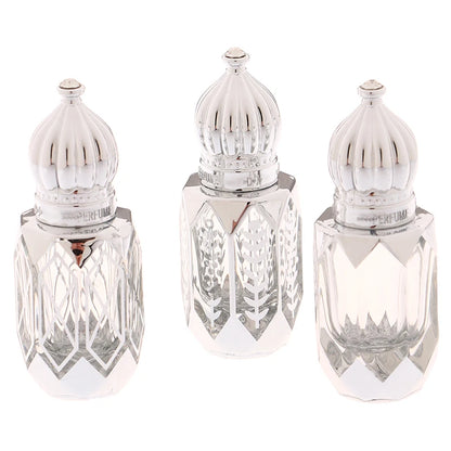 Mini Glass Roll on Bottle Hot Stamped Silver Rollerbal Essential Oil Container Blending Perfume Bottle Empty Essential OilBottle
