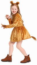 2025 New Arrival Animal King Halloween Cosplay Toddler Lion Dress Up With Headband Lion Dress Girls Lioness Costume