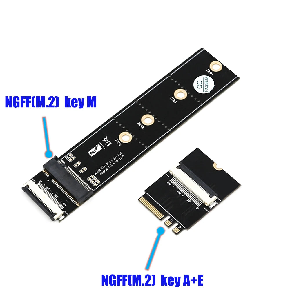 M.2 M2 NGFF Key M to Key A + E Extension Cable M2 SSD Adapter Card Extender extend Cable