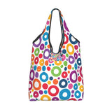 Custom Recycling Classic Black And White Polka Dot Shopping Bag Women Tote Bag Portable Grocery Shopper Bags