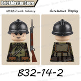 WW2 French Soldier Figure Building Blocks Military War Weapon Medical Officer Army Infantry Warrior Cavalry Gun Bricks Toy Gifts