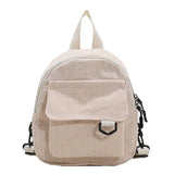 Women's Mini Backpack Fashion Solid Color Corduroy Small Simple Casual Traveling Large Capacity Durable Female's Schoolbag