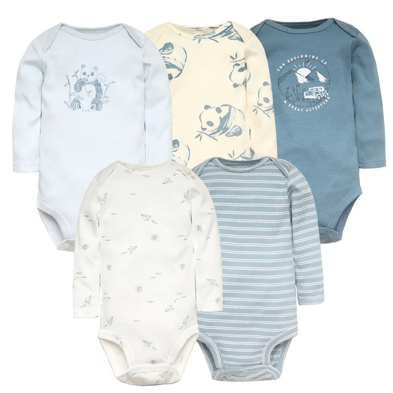 Conjunto de 5 piezas de monos para bebé niño y recién nacido, ropa para niña pequeña, 100 % algodón, suave, con dibujos animados