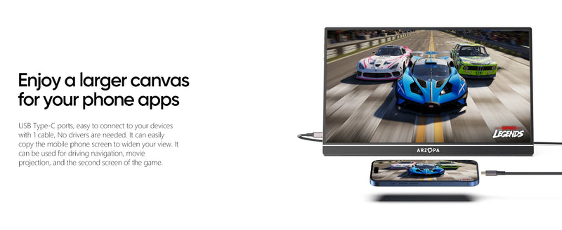 ARZOPA 16.1 inches Portable Monitor,144hz,100%sRGB,1080P FHD,IPS Screen, External Second Screen for Laptop/PC/PS5/Mac/Xbox Z1FC