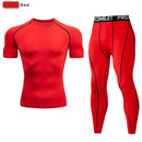 Traje deportivo de compresión para hombre, conjunto deportivo ajustado de yoga, entrenamiento en gimnasio, jogging, ropa deportiva MMA, pantalones de entrenamiento, traje deportivo (2 piezas) 