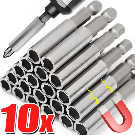 10/1pcs Magnetic Screwdriver Extension Hex Shank Extended Connecting Rod Carbon Steel Screwdriver Bit Holder Power Tools