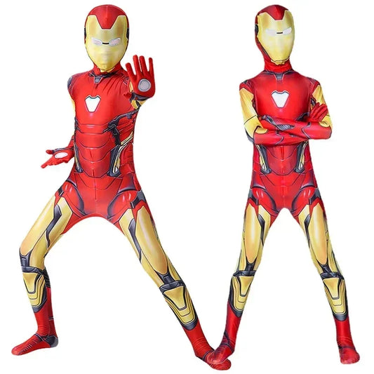 2025 Anime Iron Man Cosplay Costume Superhero Iron Man Boys Girls Jumpsuit Cloak Outfit Halloween Carnival Costumes Jumpsuits